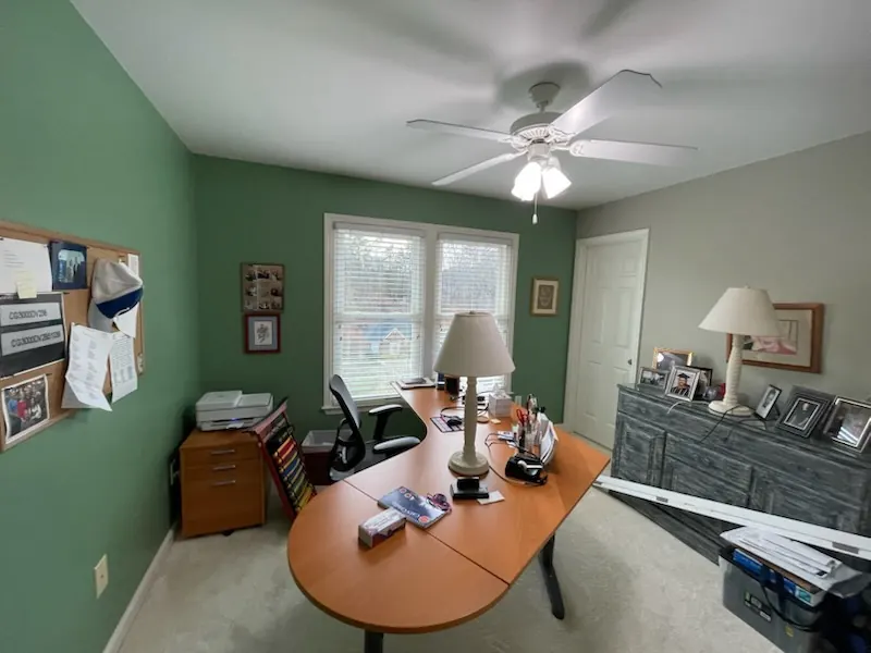 Home office with green walls